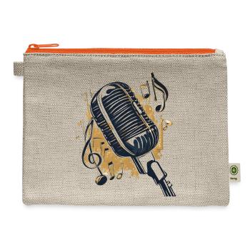 An old microphone with a wonderful and elegant des - Hemp Carry All Pouch - natural/orange - Front