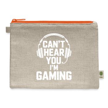 Can't Hear You I'm Gaming – Gamer Headset Funny - Hemp Carry All Pouch - natural/orange - Front