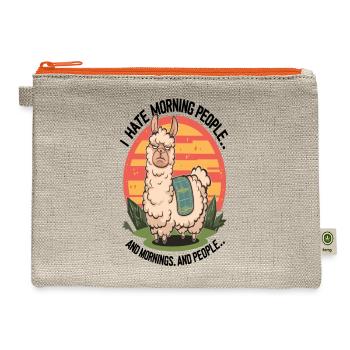 I hate morning people grouch llama - Hemp Carry All Pouch - natural/orange - Front