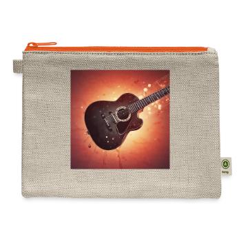 acoustic guitar -Knightman5000 original art work - Hemp Carry All Pouch - natural/orange - Front