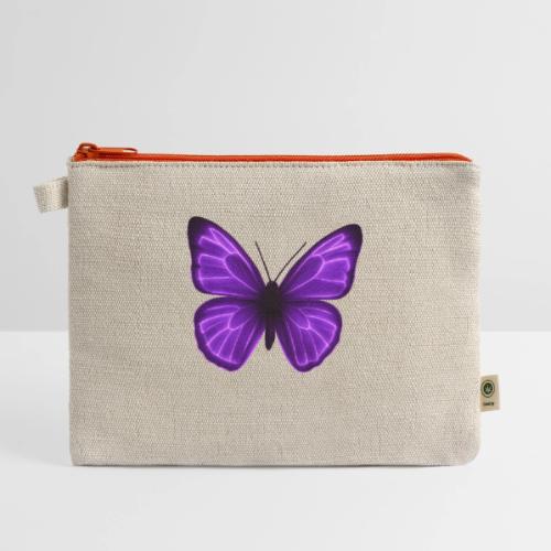 Neon Purple Butterfly - Hemp Carry All Pouch