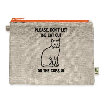 DONT LET CAT OUT OR CAPS IN T-shirt - Hemp Carry All Pouch - natural/orange - Front