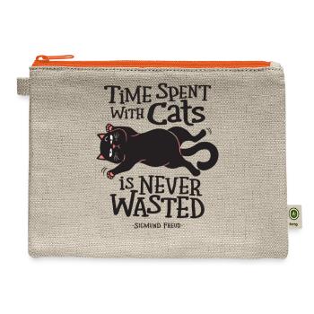 time spent with cats is never wasted tshirt - Hemp Carry All Pouch - natural/orange - Front