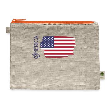 T shirt screen printing with a brush design flag - Hemp Carry All Pouch - natural/orange - Front