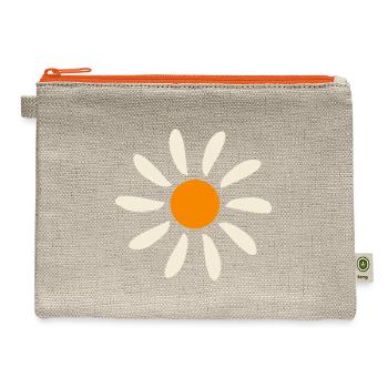 Minimal Flower Line Icon Design - Hemp Carry All Pouch - natural/orange - Front