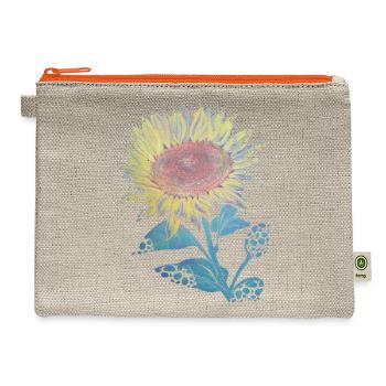 Vintage sunflower hand drawing artistic cut - Hemp Carry All Pouch - natural/orange - Front