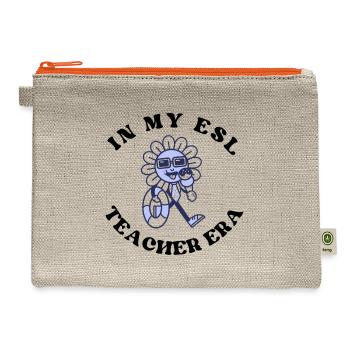 ESL Teacher T-Shirt - Hemp Carry All Pouch - natural/orange - Front