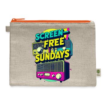 Retro Waves Screen-Free Sundays - Hemp Carry All Pouch - natural/orange - Front