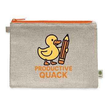 Productive Quack Logo - Hemp Carry All Pouch - natural/orange - Front