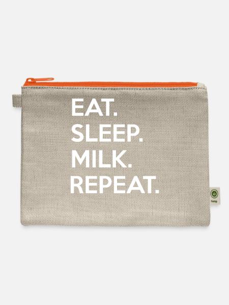 Eat Sleep Milk Repeat - Hemp Carry All Pouch - natural/orange