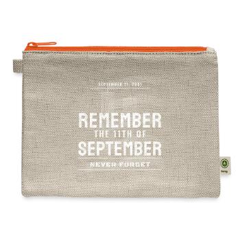 911 Never Forget 2026 Grunge American Flag Overlay - Hemp Carry All Pouch - natural/orange - Front