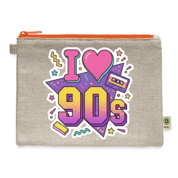 I Love 90s Neon Retro - Hemp Carry All Pouch - natural/orange - Front