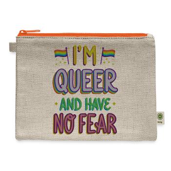 I'M QUEER AND HAVE NO FEAR - Hemp Carry All Pouch - natural/orange - Front