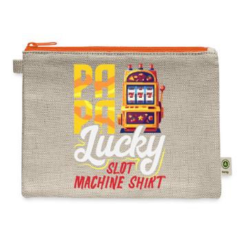 Papa Lucky Slot Machine Shirt Casino Gambling - Hemp Carry All Pouch - natural/orange - Front