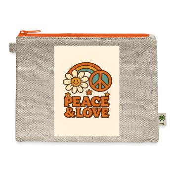 Peace Love Daisy Rainbow - Hemp Carry All Pouch - natural/orange - Front