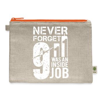 911 Never forget was an inside job white - Hemp Carry All Pouch - natural/orange - Front