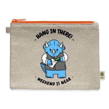 Hang In There Weekend Is Near - Hemp Carry All Pouch - natural/orange - Front