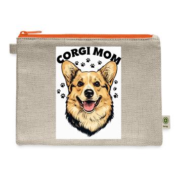 Corgi Mom – Cute Gift for Dog Lovers - Hemp Carry All Pouch - natural/orange - Front