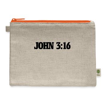 John 3:16 - Hemp Carry All Pouch - natural/orange - Front