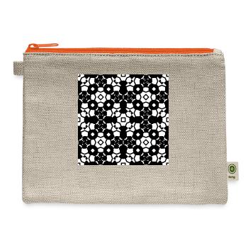 Black and White Intersect - Hemp Carry All Pouch - natural/orange - Front