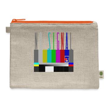 No signal TV screen SMPTE color bars - Hemp Carry All Pouch - natural/orange - Front