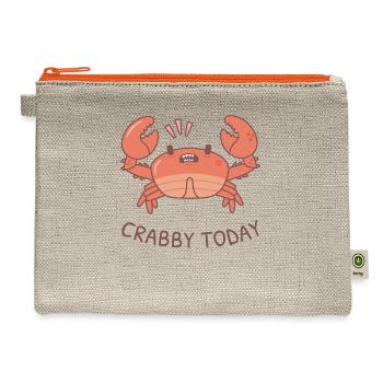 Funny Crabby Today Grouchy Crab Pun - Hemp Carry All Pouch - natural/orange - Front