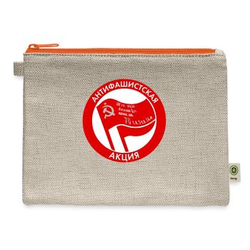 Soviet Anti-Fascist Action / Antifa Logo - Hemp Carry All Pouch - natural/orange - Front