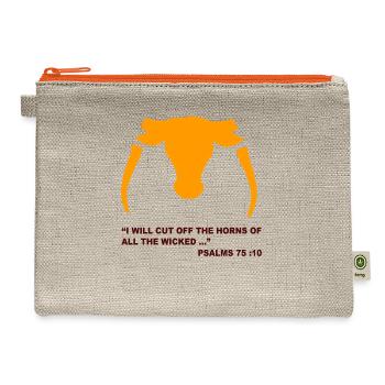 1997 I Will Cut Off The Horns Of The Wicked - Hemp Carry All Pouch - natural/orange - Front