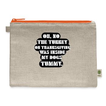 Dog tummy with turkey Thanksgiving - Hemp Carry All Pouch - natural/orange - Front