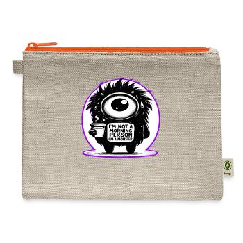 I'm Not A Morning Person, I'm A Monster - Hemp Carry All Pouch - natural/orange - Front