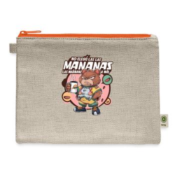 "Grumpy Bear Morning Brew" 🐻☕️ - Hemp Carry All Pouch - natural/orange - Front