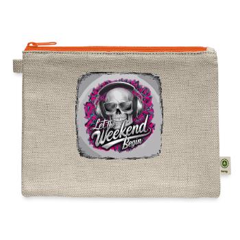 Weekend Vibes Skull let the weekend begin - Hemp Carry All Pouch - natural/orange - Front