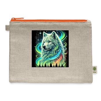 Majestic Wolf - Hemp Carry All Pouch - natural/orange - Front
