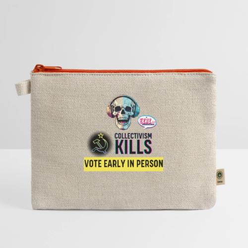 Collectivism Kills Transparent -black font - Hemp Carry All Pouch