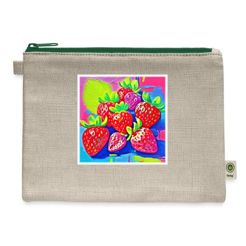 Pop Art Strawberries - Hemp Carry All Pouch
