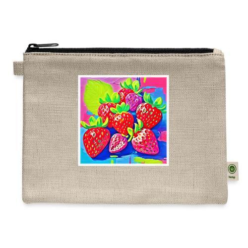 Pop Art Strawberries - Hemp Carry All Pouch