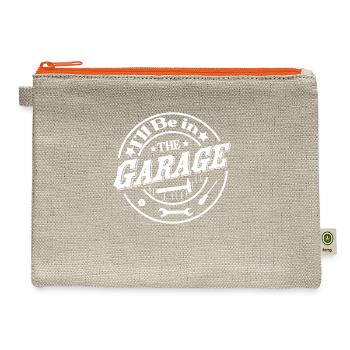 Funny Dad T-Shirt I'll Be in The Garage Shirt Work - Hemp Carry All Pouch - natural/orange - Front