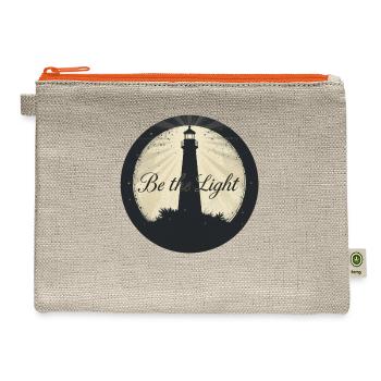 "Be The Light" Motivational Lighthouse - Hemp Carry All Pouch - natural/orange - Front