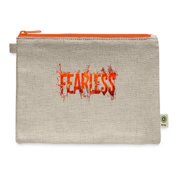 The Fearless lettering in the color red - Hemp Carry All Pouch - natural/orange - Front