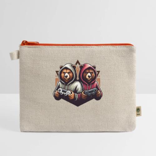 2 grizzlies gamer bears - Hemp Carry All Pouch
