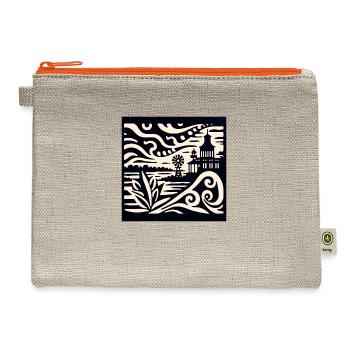 Whimsical Coastal Paper-Cut Scene Tee - Hemp Carry All Pouch - natural/orange - Front