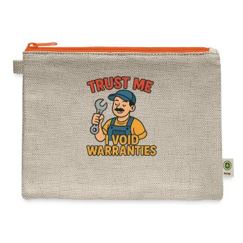 Trust Me I Void Warranties - Hemp Carry All Pouch - natural/orange - Front