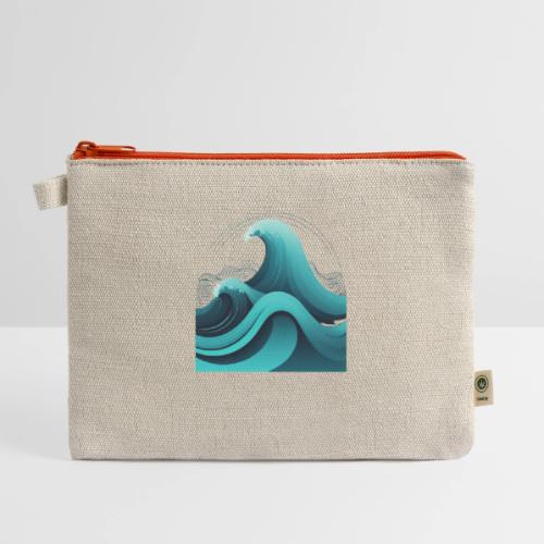 Dynamic Ocean Wave Illustration - Hemp Carry All Pouch
