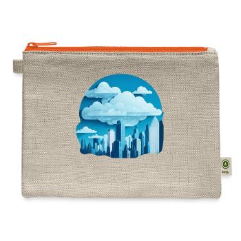 A cityscape made of clouds. - Hemp Carry All Pouch - natural/orange - Front