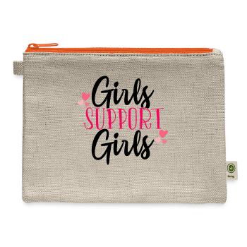 Girls Support Girls - Hemp Carry All Pouch - natural/orange - Front