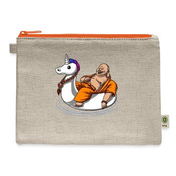 Buddha Riding Unicorn Float - Hemp Carry All Pouch - natural/orange - Front