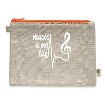Music is life Clef Note Violin Sound Pulse ECG - Hemp Carry All Pouch - natural/orange - Front