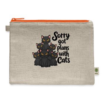 Cats with plans #3 - Hemp Carry All Pouch - natural/orange - Front