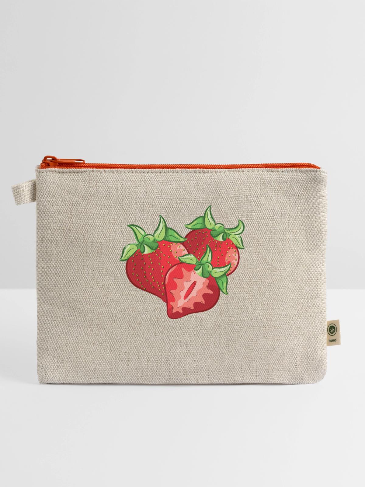 Strawberry Slice - Hemp Carry All Pouch - natural/orange - Front