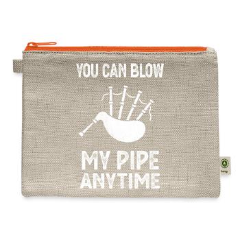 Blow My Bagpipes Anytime Fun Music - Hemp Carry All Pouch - natural/orange - Front